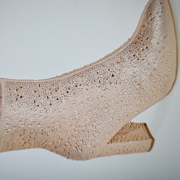 NIB TOP MODA SHOES Brazil Pointy Toe Boot Side Zip Rose Gold Glitter 3.5" Heel 7 - Picture 11 of 12